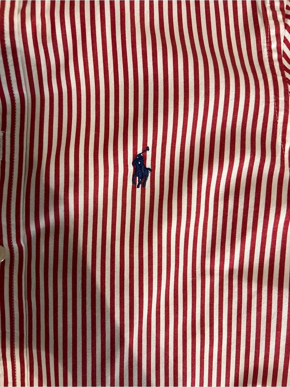 Ralph Lauren Red & White Vertical Stripe button-up Shirt Boys medium